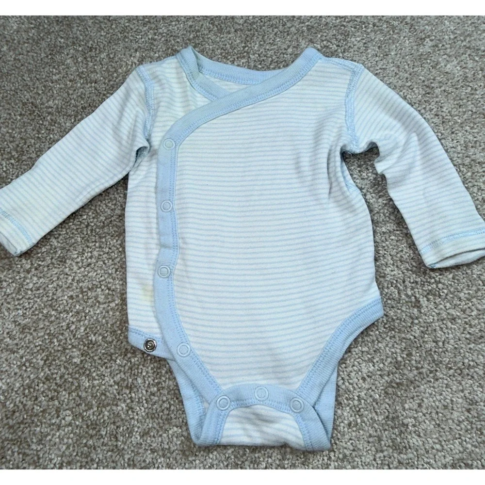 Moon and Back Hanna Andersson Baby 4pc Organic Cotton Set Blue White Striped NB